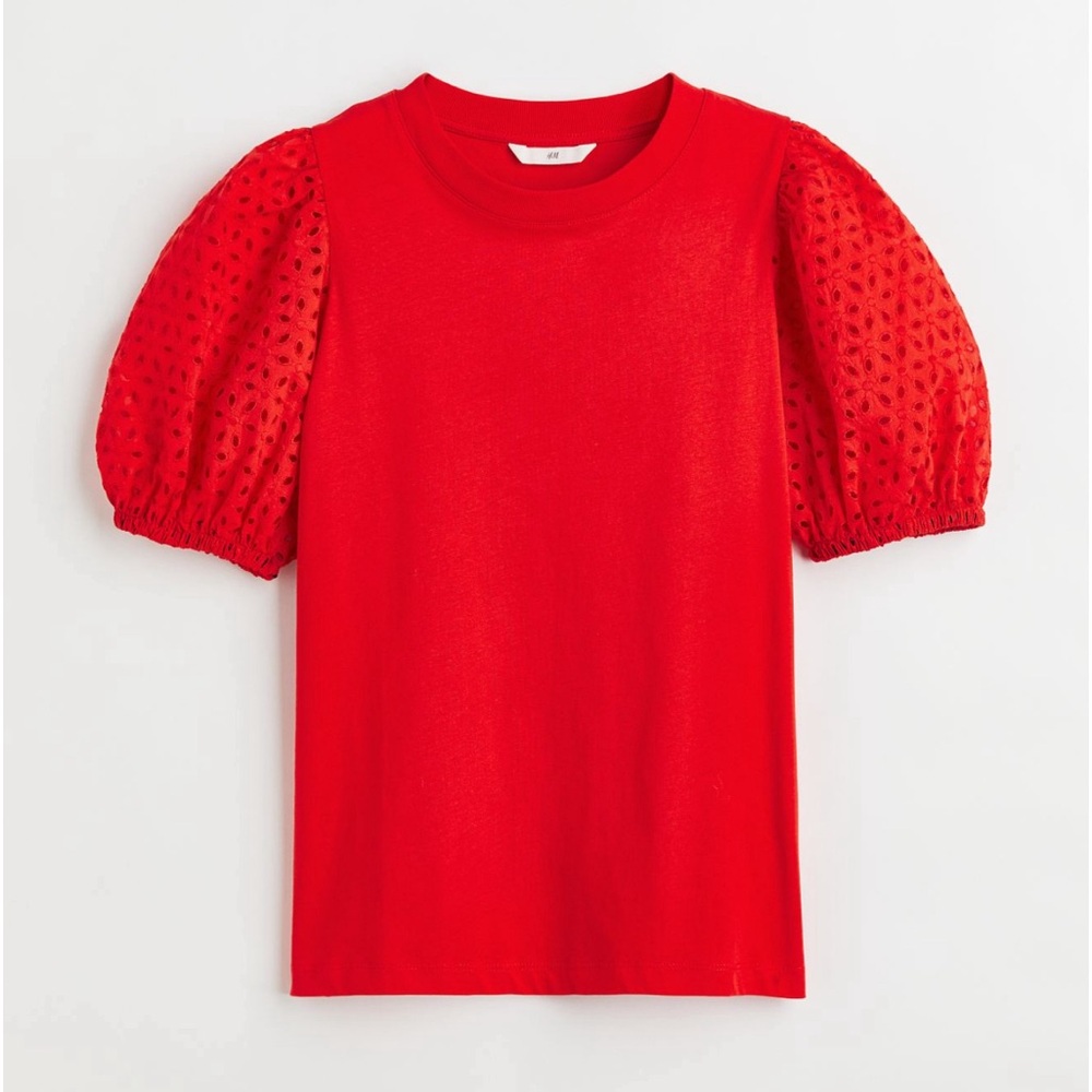 H&M Embroidered sleeve t-shirt